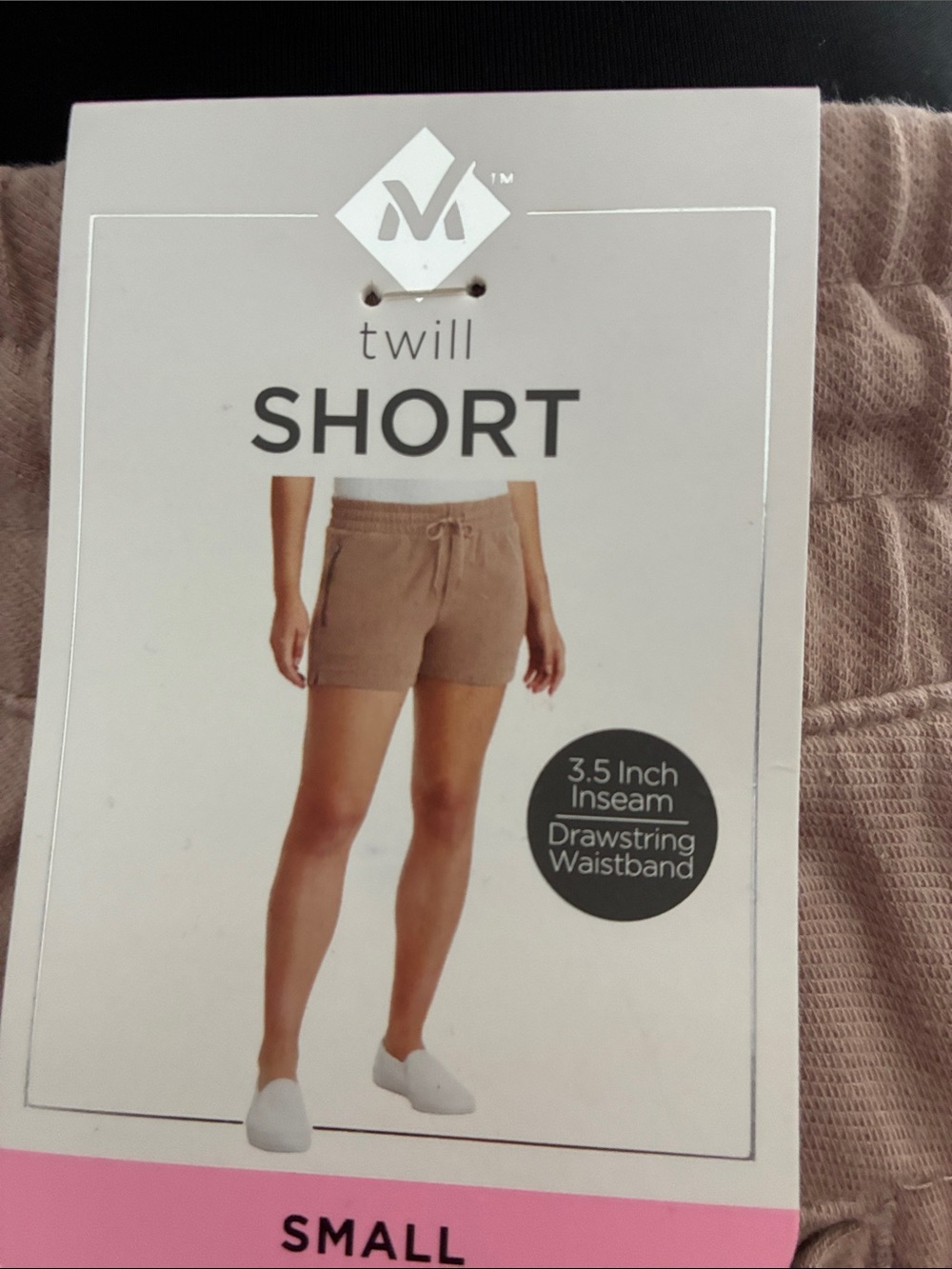 Members twill Beige High Waist Drawstring Shorts